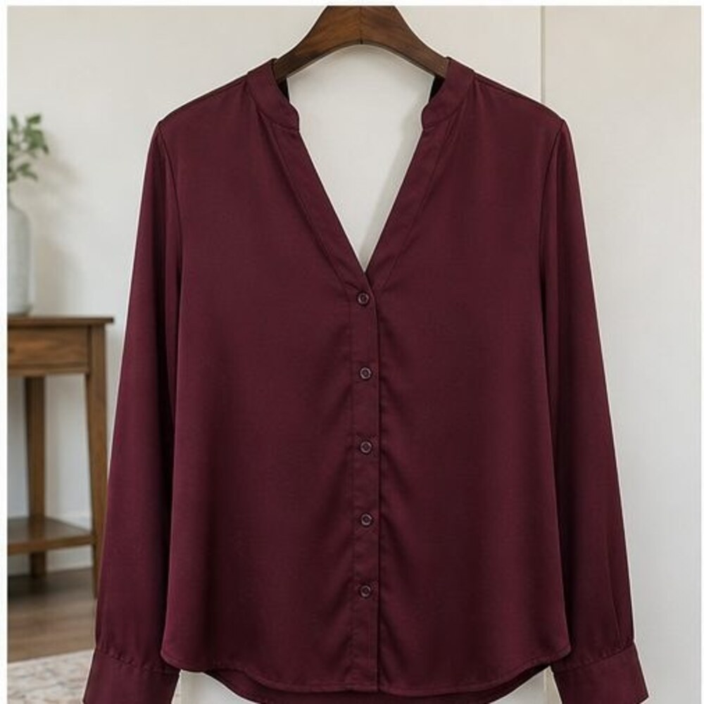 Burgundy Button Blouse